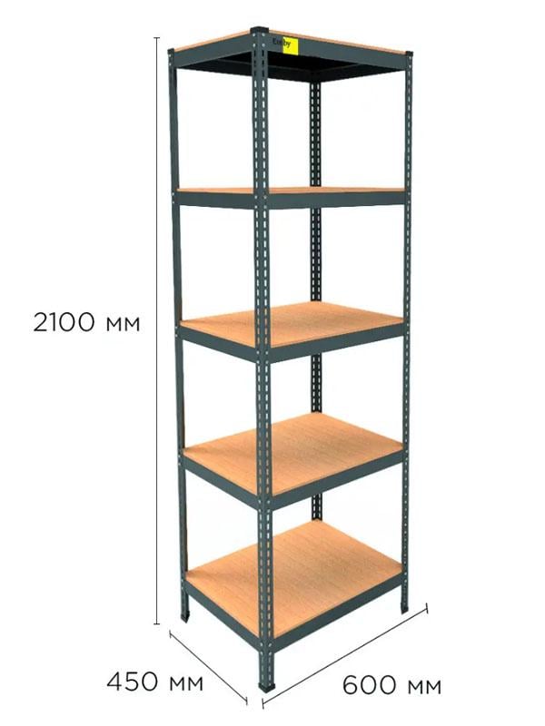 Стелаж металевий поличний MRL-2100 з 5 полицями з навантаженням 500 кг 600x450 мм Чорний - фото 2