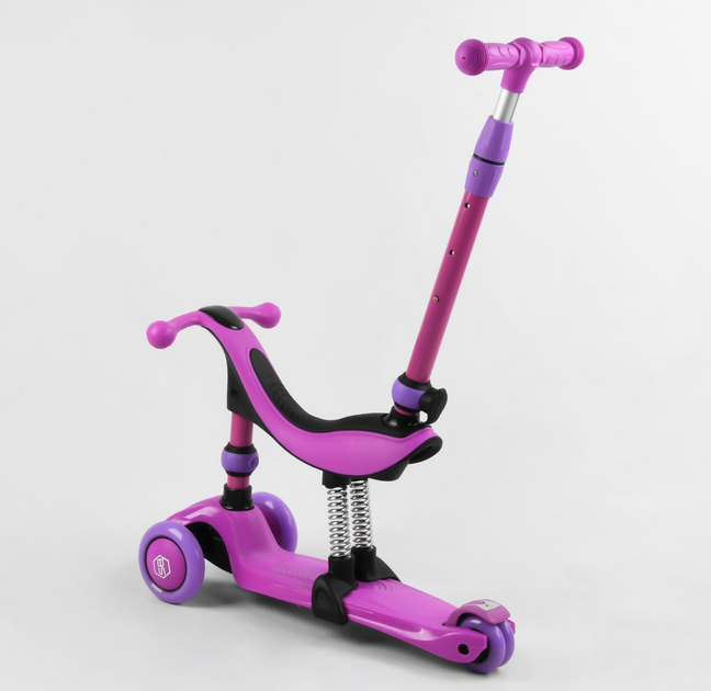 Самокат-велобег трехколесный Best Scooter BS-26566/4 3в1 3 колеса PU со светом/сиденье/амортизаторы/родительская ручка (25247998) - фото 4