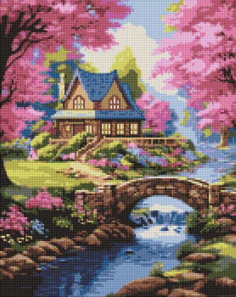 Алмазная мозаика Идейка Домик в цветах 40x50 см (Id-AMO7950)