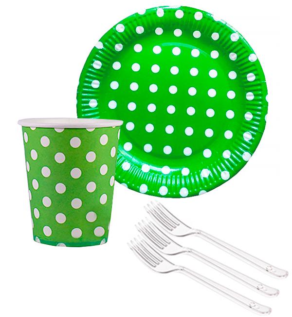 Набір одноразового посуду Горошок зелений (7032)