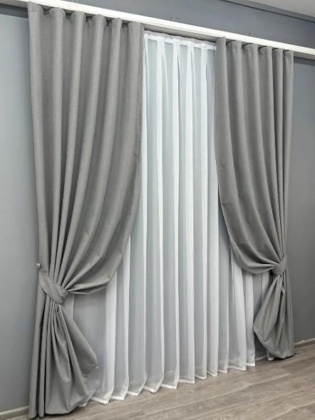 Тканина шторна льон блекаут Сірий (1822ш) - фото 4 Тканина шторна льон блекаут Сірий (1822ш) - фото 4