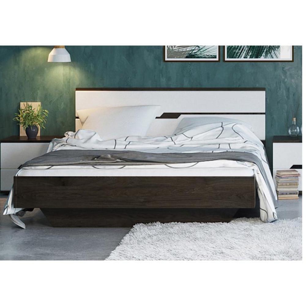 Кровать полуторная Світ Меблів Мария ДСП/МДФ с каркасом 120х200 см Дуб катания Черный/Белое золото Кровать полуторная Світ Меблів Мария ДСП/МДФ с каркасом 120х200 см Дуб катания Черный/Белое золото