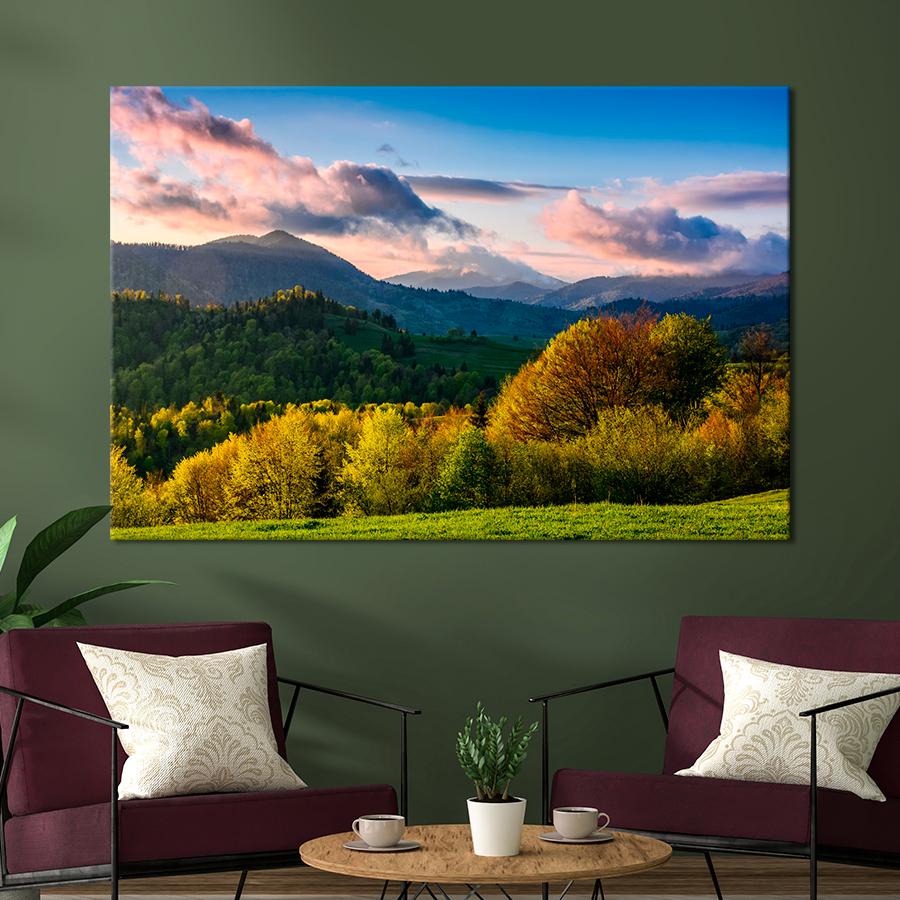 Картина природа Лес у подножья гор 51x34 см (A1131-1)