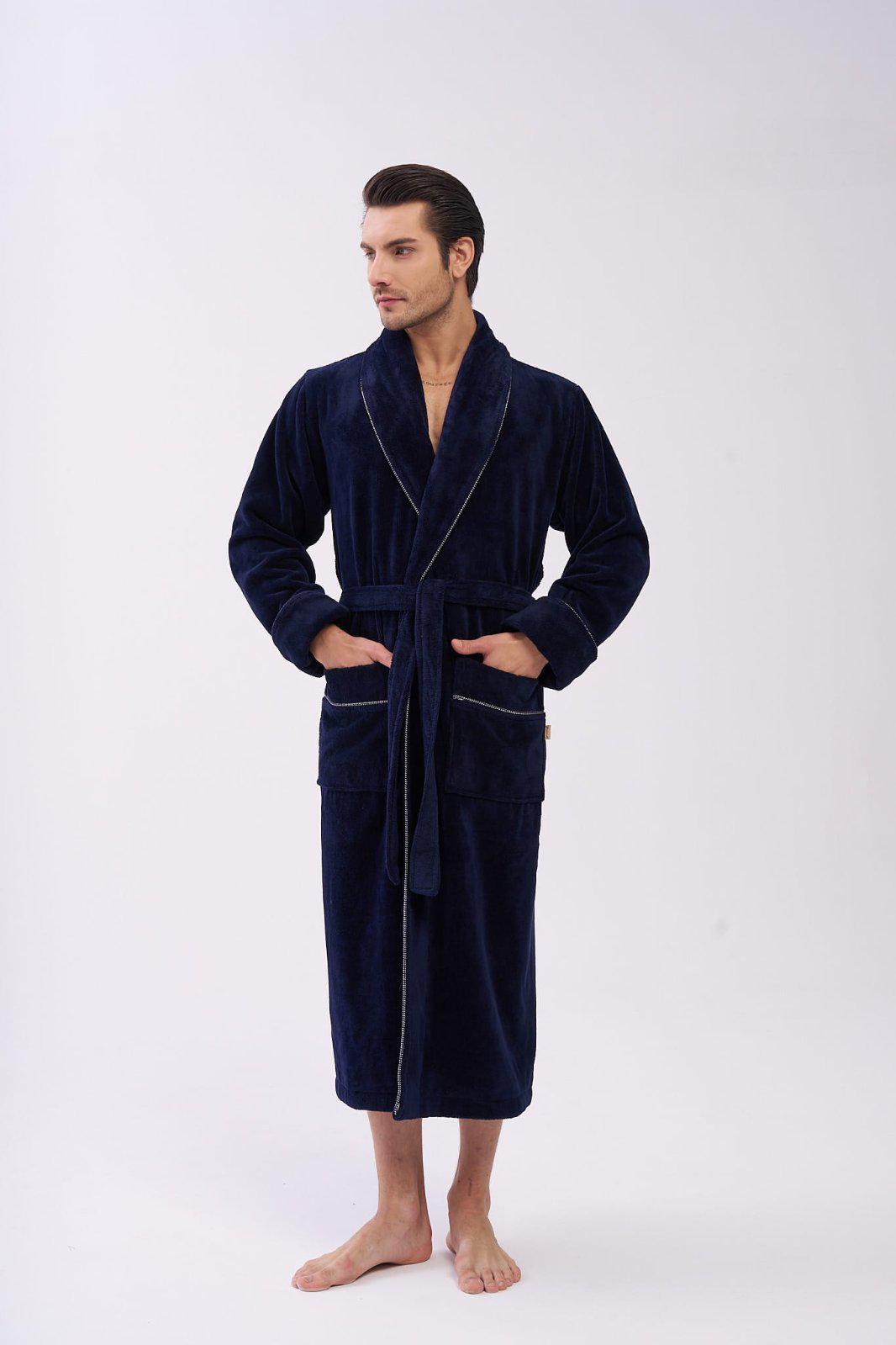 Халат мужской Nusa 1233 хлопок/бамбук Lacivert XXXL Синий (2000022283299)