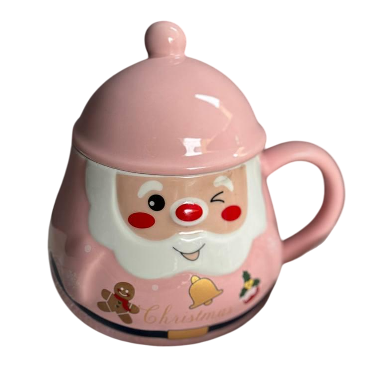 Кружка керамічна Різдвяний помпон з кришкою 350 мл Розовий (2785917831) - фото 1 Кружка керамічна Різдвяний помпон з кришкою 350 мл Розовий (2785917831) - фото 1
