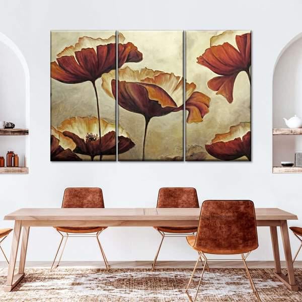 Модульная картина KIL Art Осенние цветы из трех частей 128x81 см (M3_L_67)
