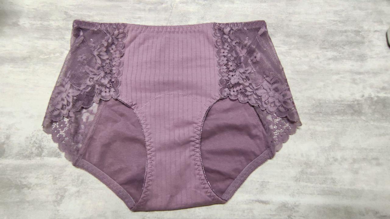 Трусики непромокаючі менструальні в рубчик із мереживними вставками L Фіолетовий - фото 3