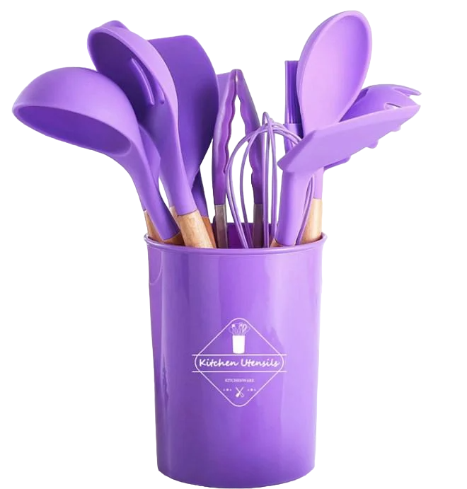 Набір кухонного приладдя Silicone kitchen utensils set 12 пр. Фіолетовий (1794147557)