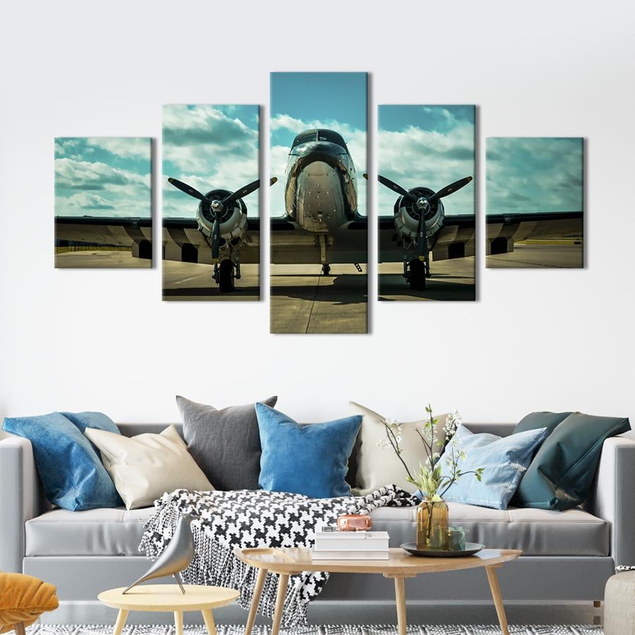 Картина на холсте Сияющий самолёт на взлетной полосе 187x94 см (1380-52)