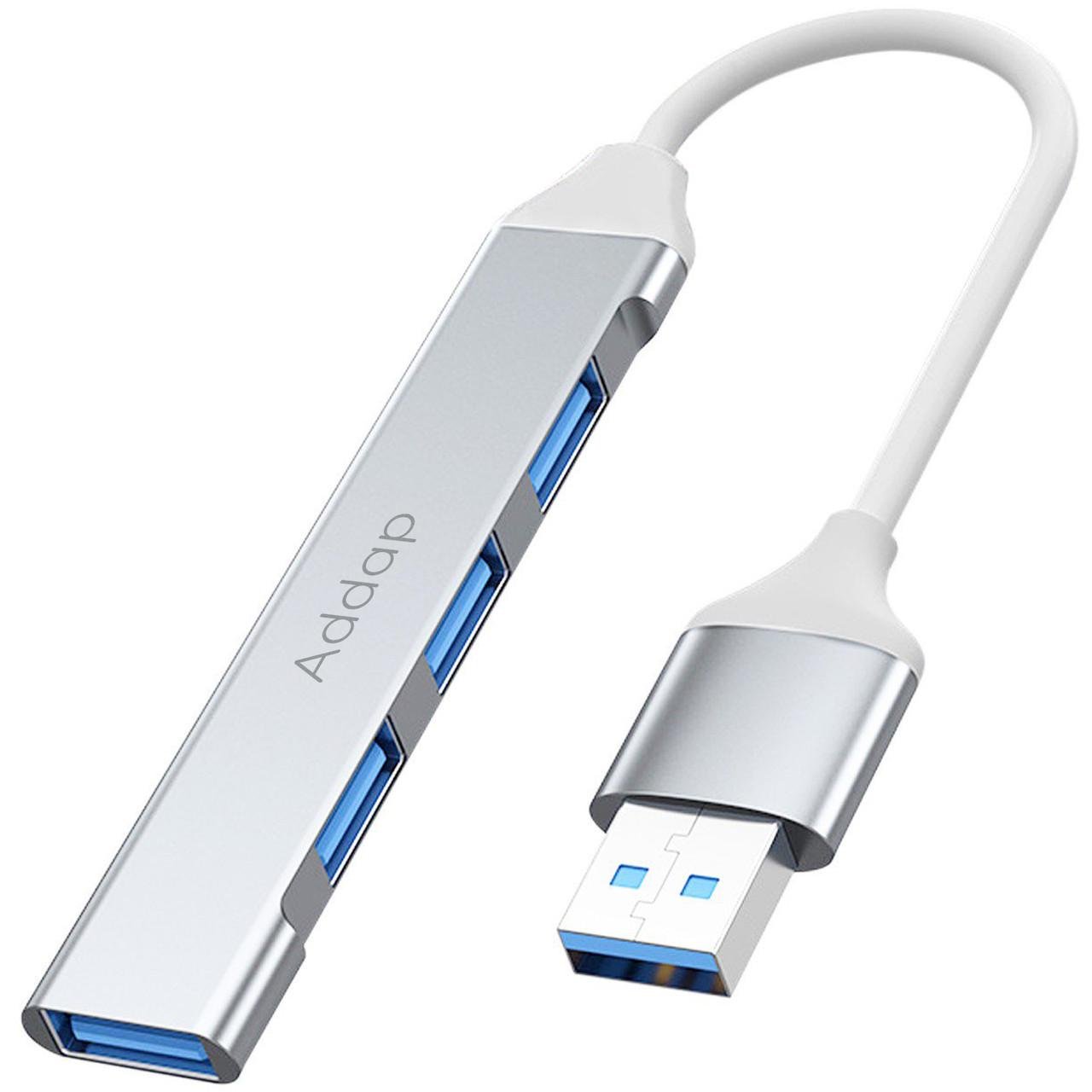 Хаб USB-A Addap UH-05 для ноутбука на 4 Usb порта Silver - фото 2