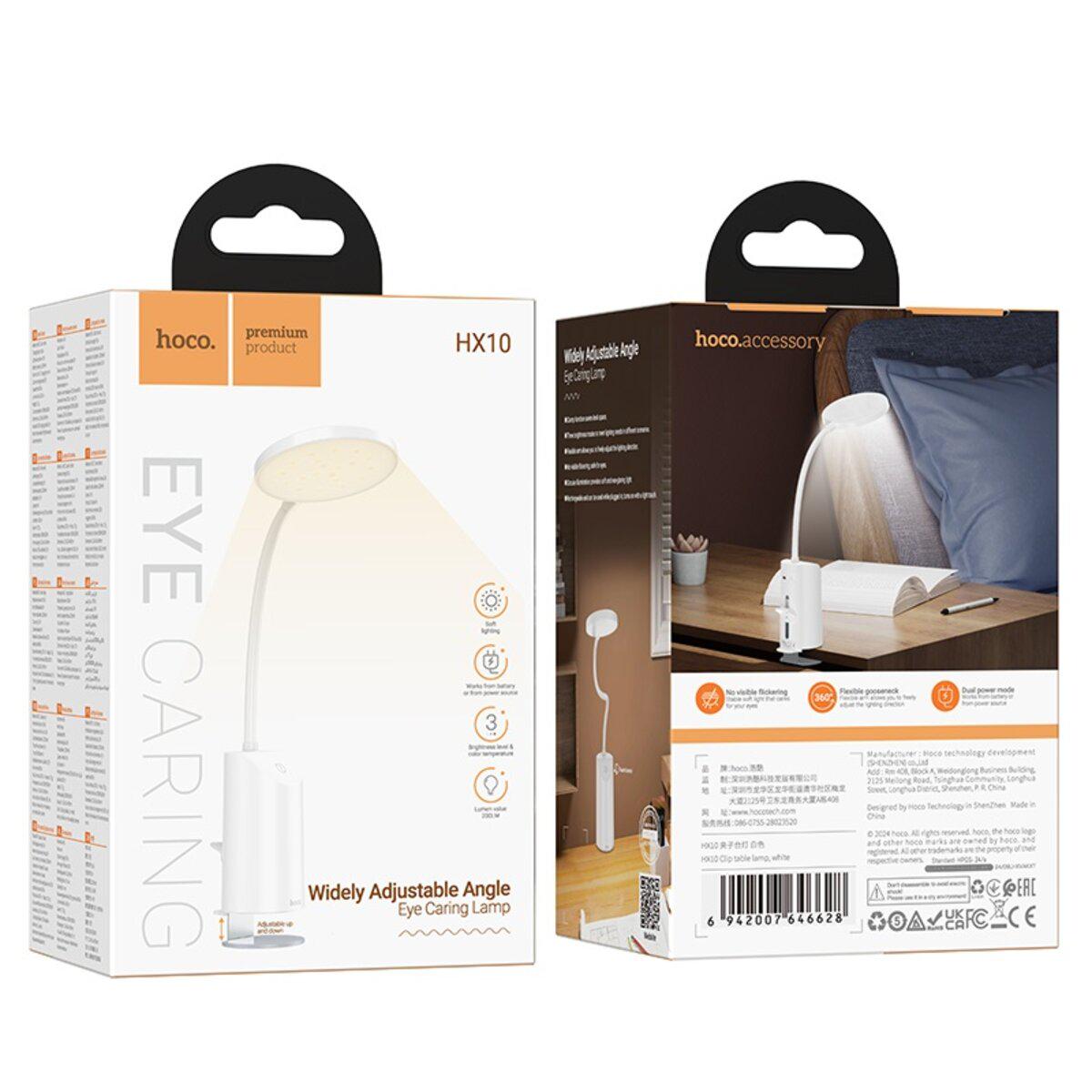 Настільна лампа бездротова Hoco HX10 Clip table lamp на гнучкій ніжці 1200 mAh White (6942007646628) - фото 7 Настільна лампа бездротова Hoco HX10 Clip table lamp на гнучкій ніжці 1200 mAh White (6942007646628) - фото 7