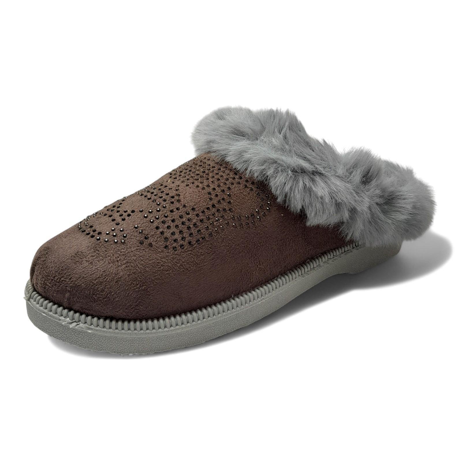 Домашние тапочки женские теплые Progress р. 38 24 см Коричневый (2786459714) - фото 4