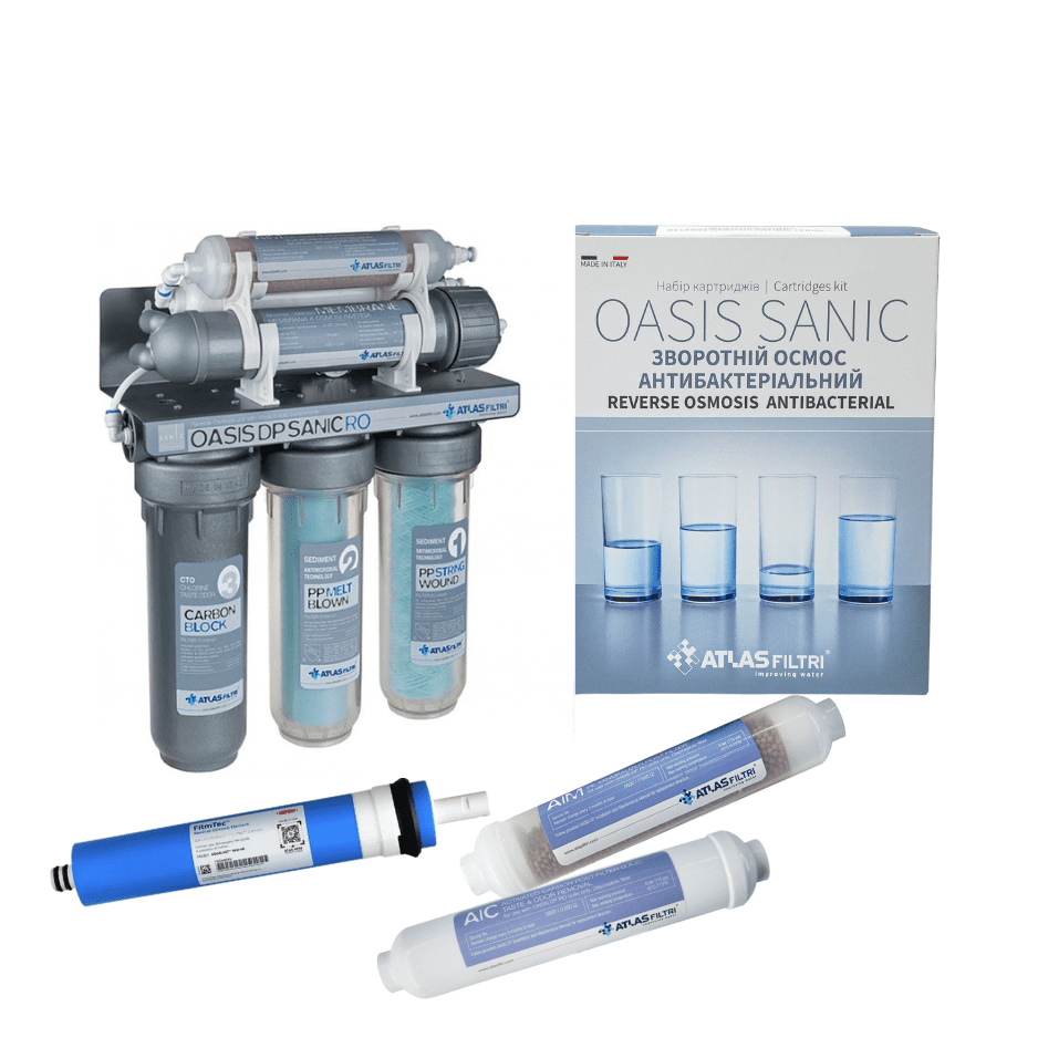 Запас антибактериальных сменных картриджей Atlas Filtri OASIS DP SANIC RO на 12 месяцев - фото 5 Запас антибактериальных сменных картриджей Atlas Filtri OASIS DP SANIC RO на 12 месяцев - фото 5