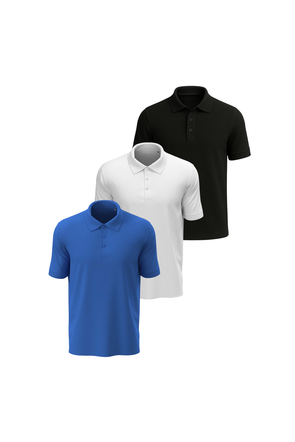 Набор мужских поло Stedman Lux Polo 3 шт. XXL Черный/Белый/Васильковый (ST9060-BLO-WHI-BRR)