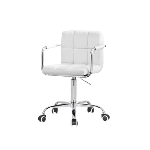 Стілець майстра зі спинкою на колесах Білий