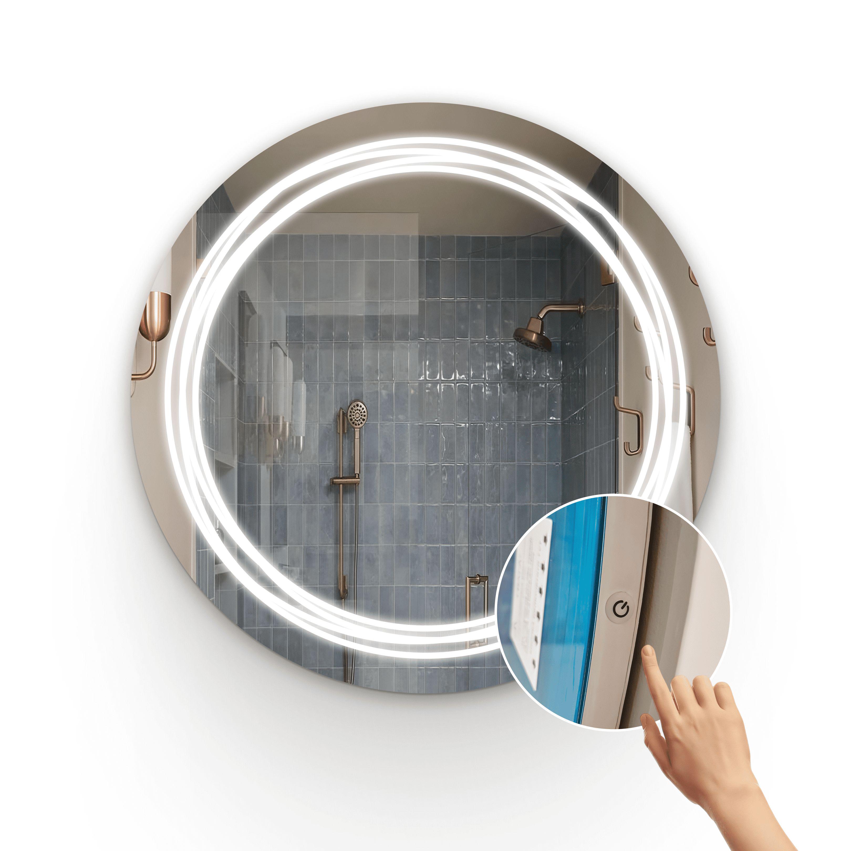 Зеркало с LED подсветкой круглое Шане с боковым сенсором и диммером 700 мм (SHANE 1 -700)