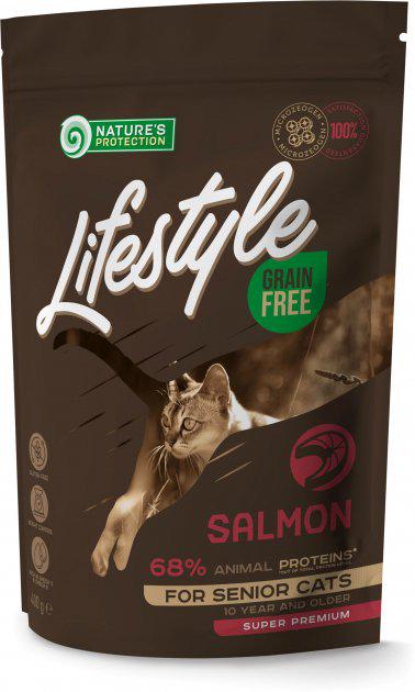 Корм сухой Lifestyle Grain Free Salmon Senior Cat беззерновой для летних кошек с лососем 400 г