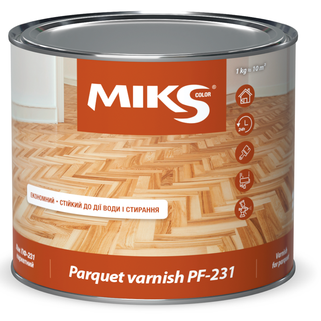 Лак ПФ-231 паркетный MIKS Color 2,2 кг (2493674153)