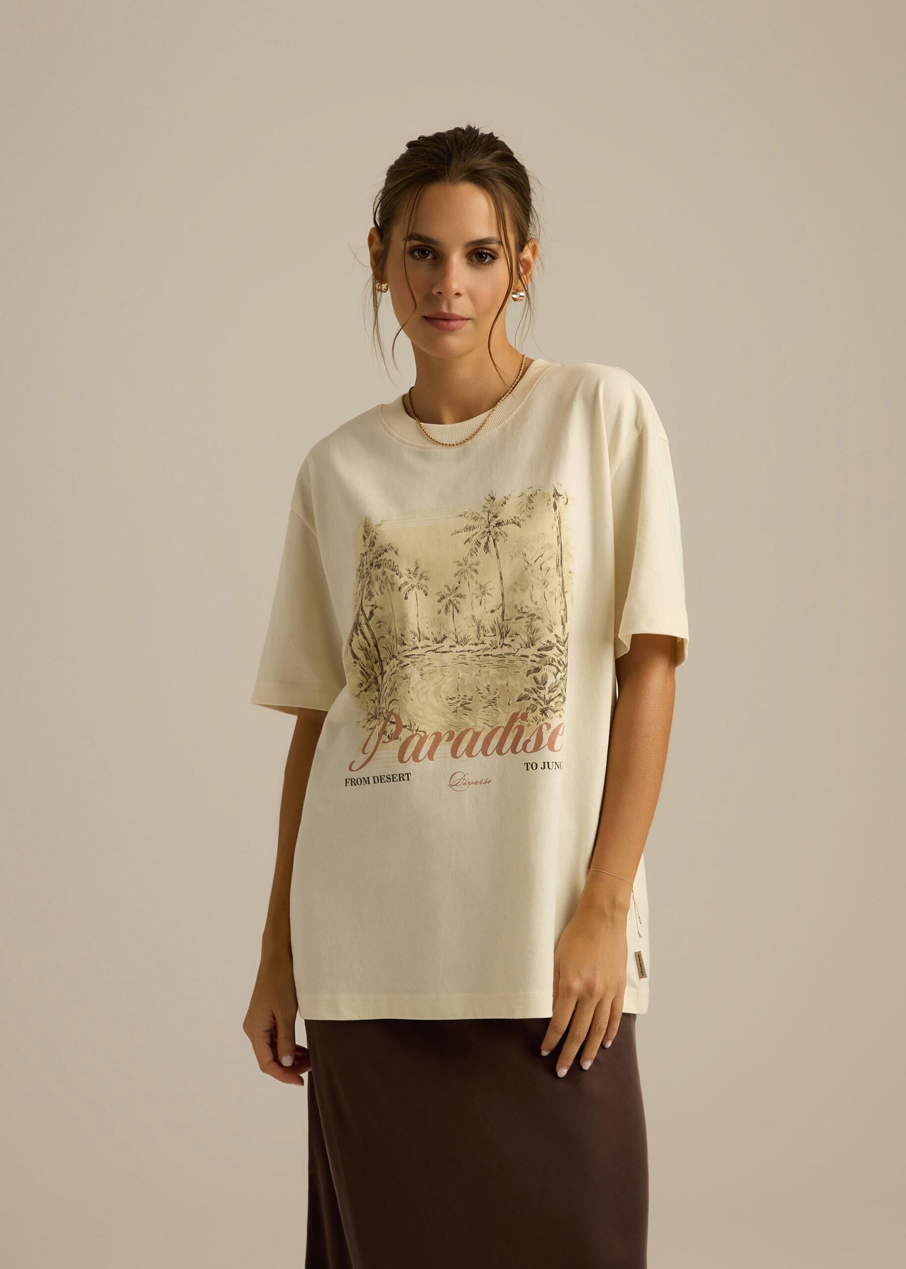 Футболка женская Diverse HAMNA S Кремовый (5905384130457)