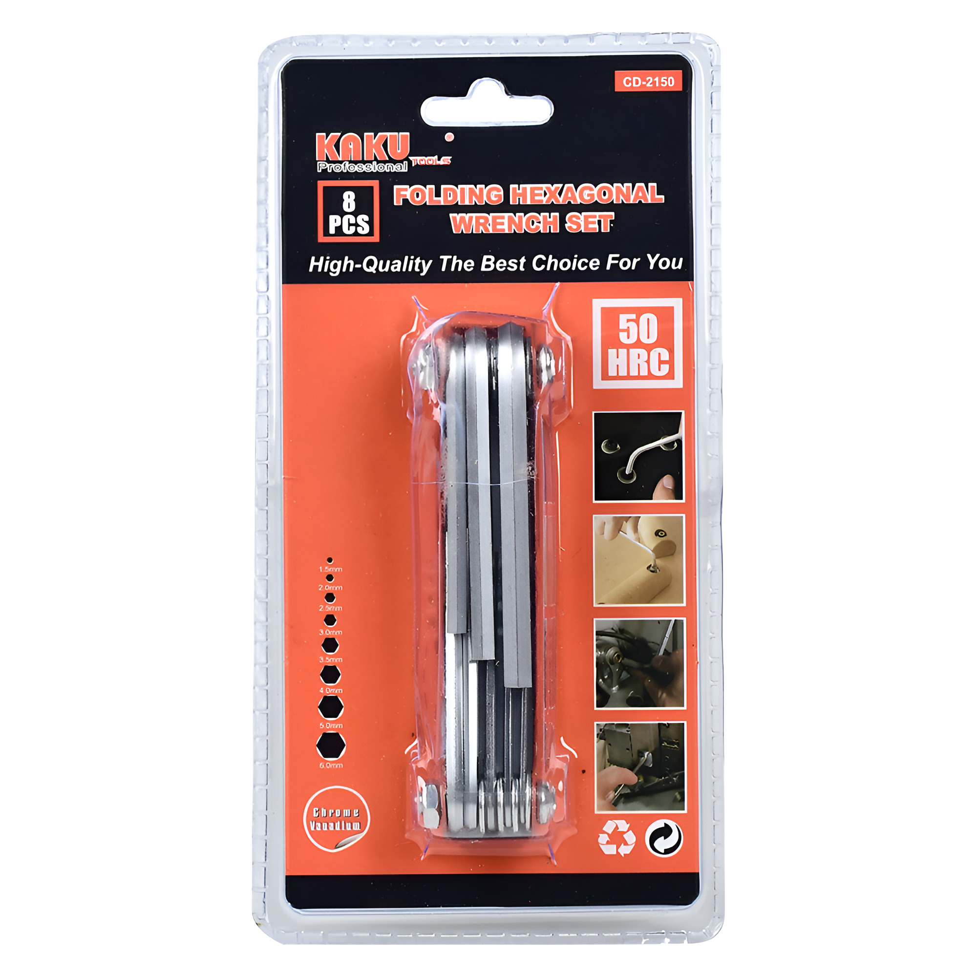 Мультитул 8в1 металевий із пластиком KAKU R32202 набір шестигранників Сталевий