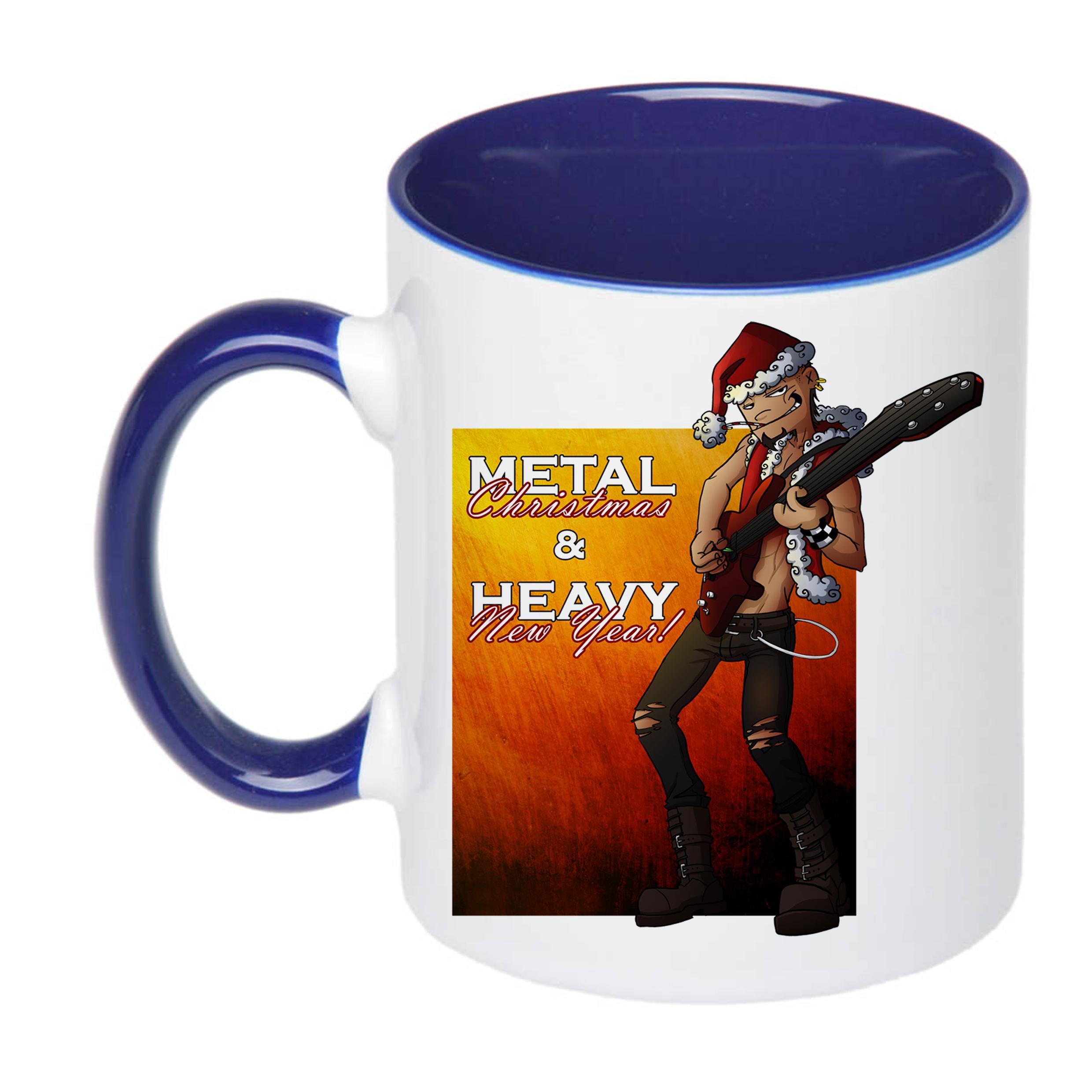 Чашка з друком Metal Christmas 330 мл Синій (21320)