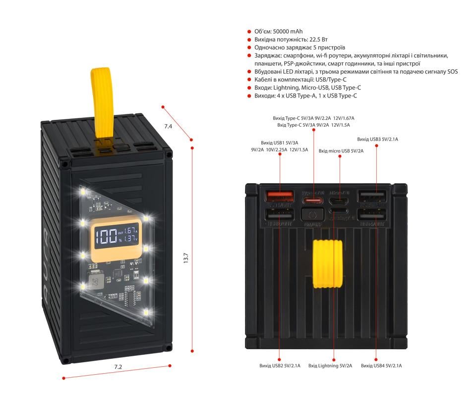 Повербанк Aura NRG-P50 50000 mAh 22,5W Black - фото 2