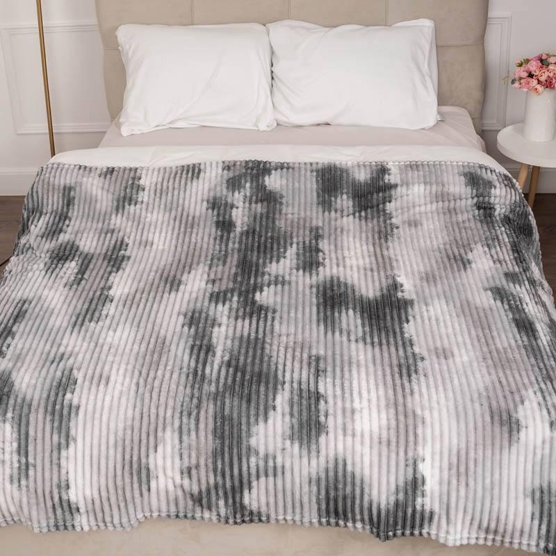 Плед на диван велюр двуспальный 180х200 см Серый (Д-pl-oks2-001-03)