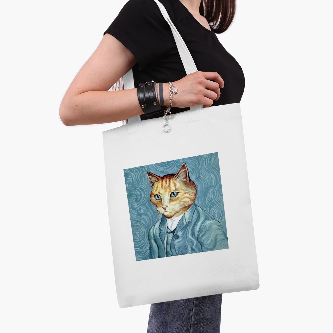 Эко сумка шоппер Vincent van Gogh Cat 41x35 см Белый (9227-2959-WT1)