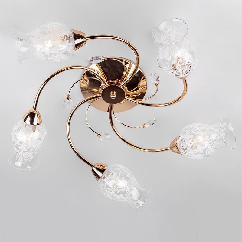 Люстра потолочная Light House ES-16013/5 на пять ламп Золото