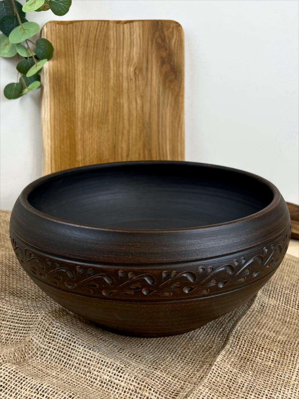 Пловница керамическая глиняная резная декор 7 л (3000-33)