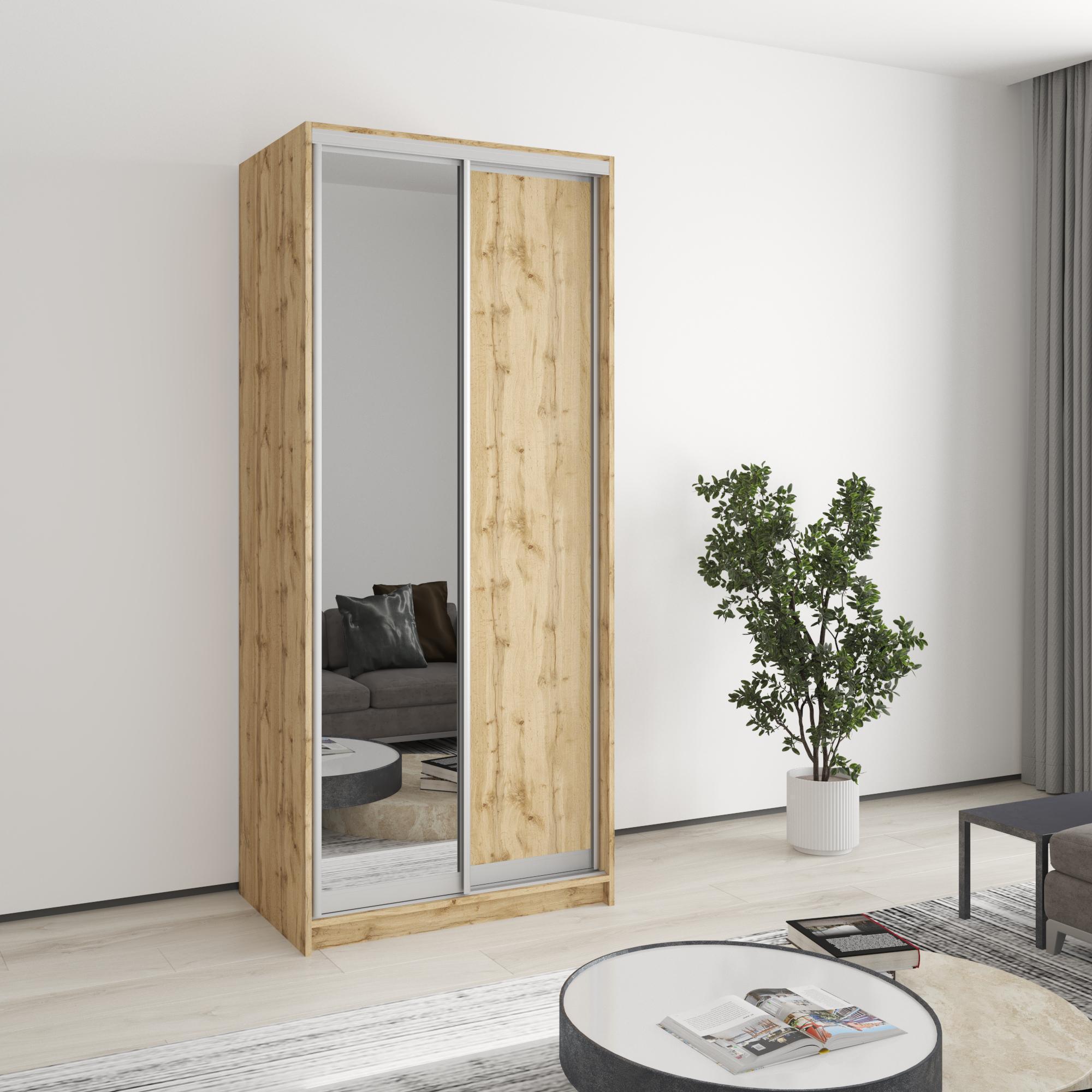 Шкаф-купе двухдверный MebelStar Уни AL ДСП/зеркало 90x45x210 см Дуб тахо (MBS-3500) Шкаф-купе двухдверный MebelStar Уни AL ДСП/зеркало 90x45x210 см Дуб тахо (MBS-3500)