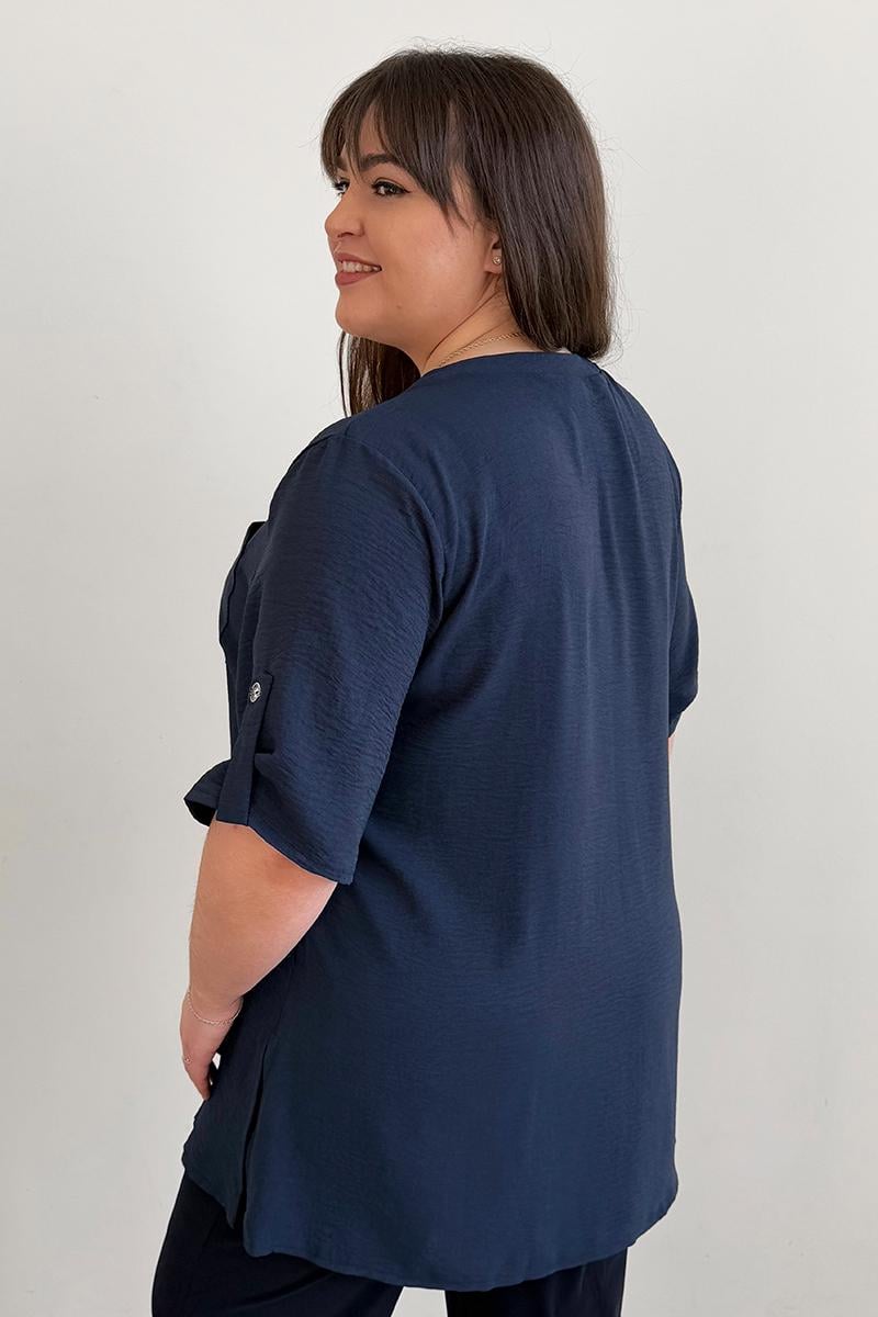 Сорочка жіноча PANNI Лада з жатої тканини р. 56-58 Темно-синій (Р2508252216) - фото 3 Сорочка жіноча PANNI Лада з жатої тканини р. 56-58 Темно-синій (Р2508252216) - фото 3