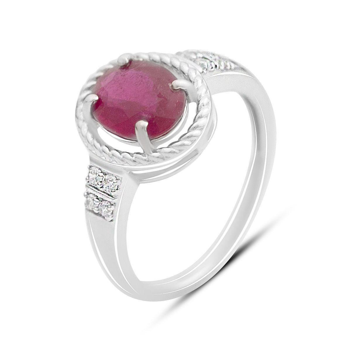 Кольцо серебряное Tiva с натуральным рубином и фианитами 2,546 ct 3,24 г р. 18,5 (2165217)