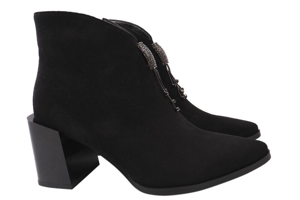 Ботильоны женские Liici из эко-замши на большом каблуке р. 40 Черный (182-21DH)
