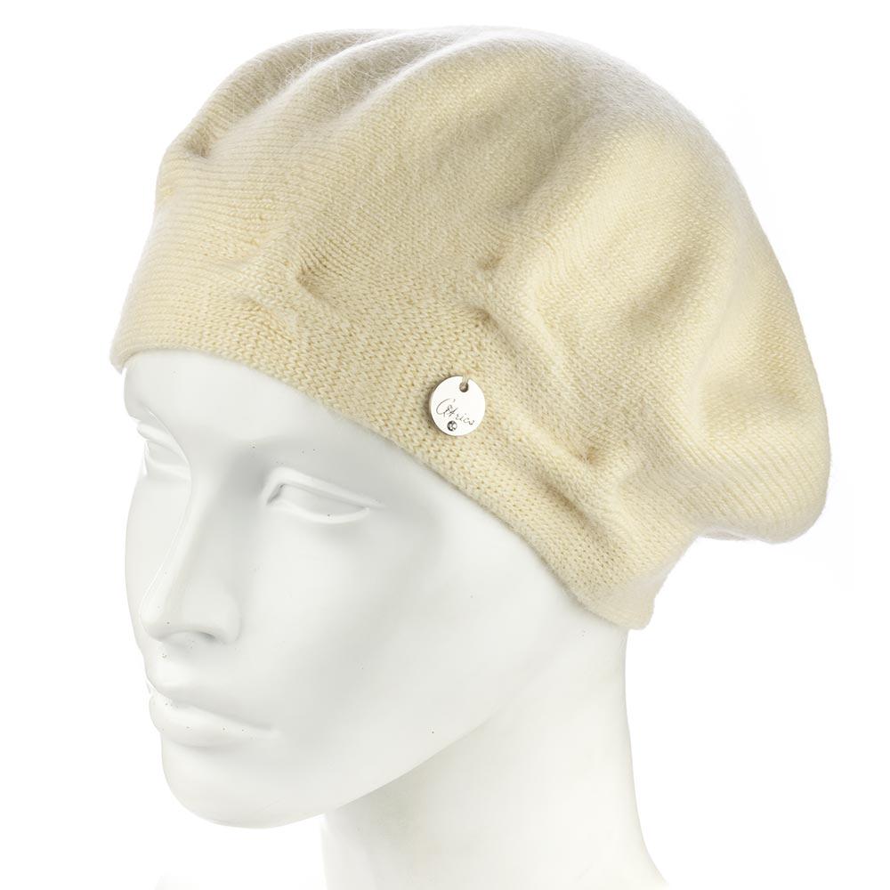 Берет женский ангоровый двойной Atrics WH910 с узором Ваниль