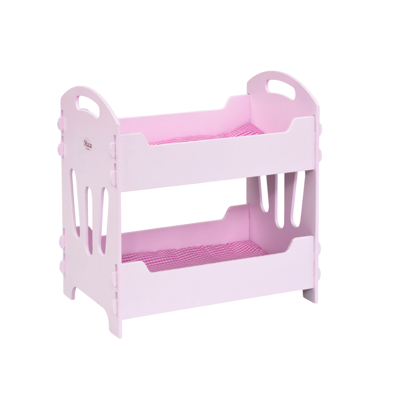 Кроватка игрушечная для кукол Мася двухъярусная деревянная Pink (67144) Кроватка игрушечная для кукол Мася двухъярусная деревянная Pink (67144)
