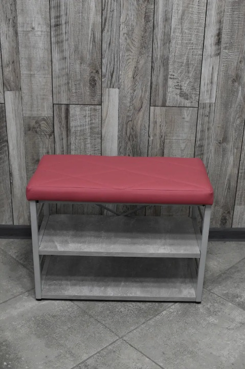Банкетка для взуття металева з м'яким сидінням 32х47х88 см Червоний (28375245)