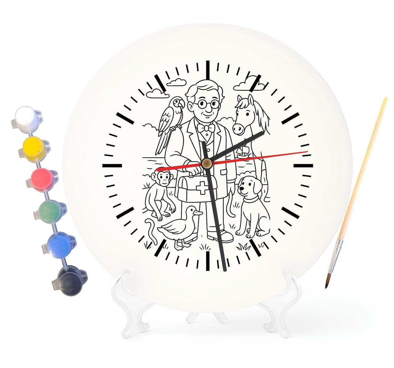Детский набор для творчества часы-раскраска Доктор Дулиттл по мотивам книги Гью Лофтинг 30 см (Г0004)