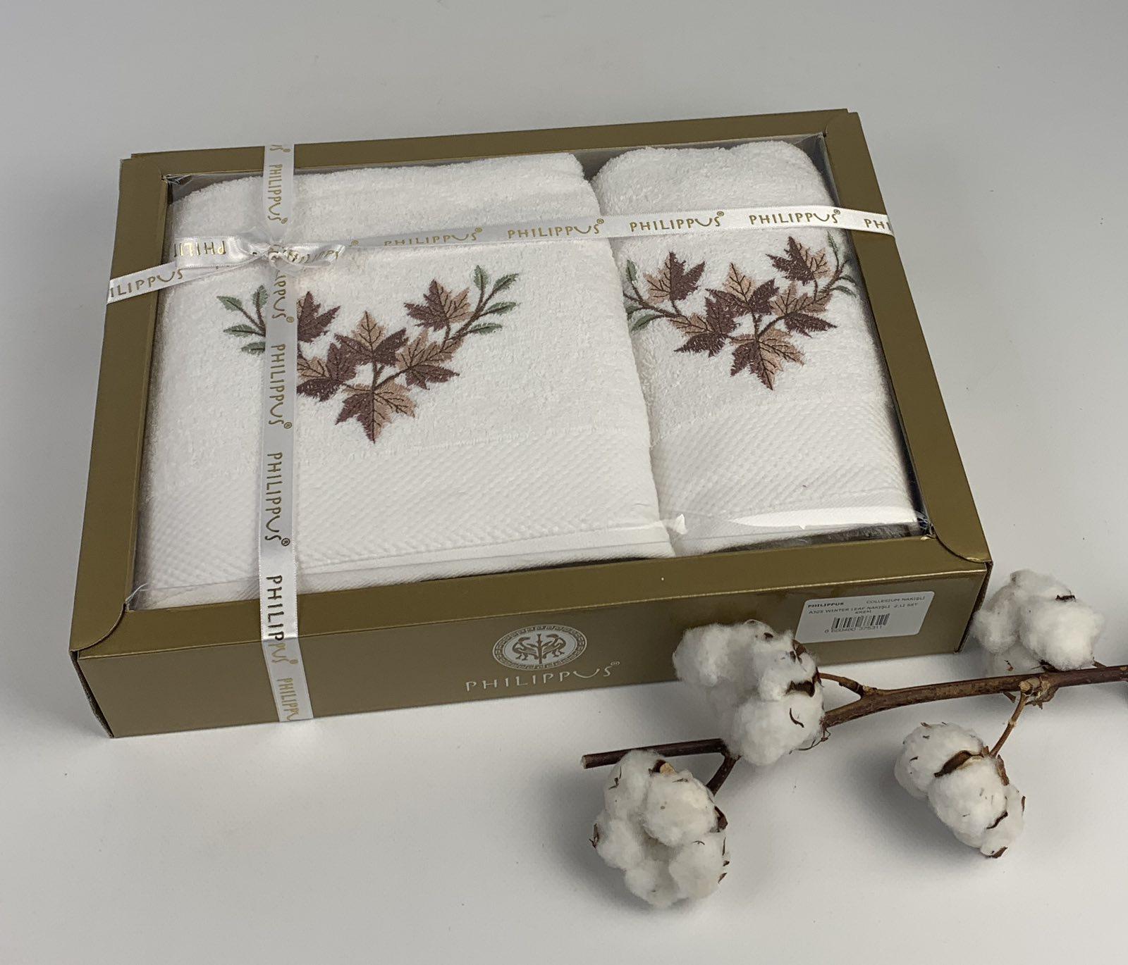 Набор полотенец Philippus Winter Leaf A325 2 шт. Кремовый (CN30098)