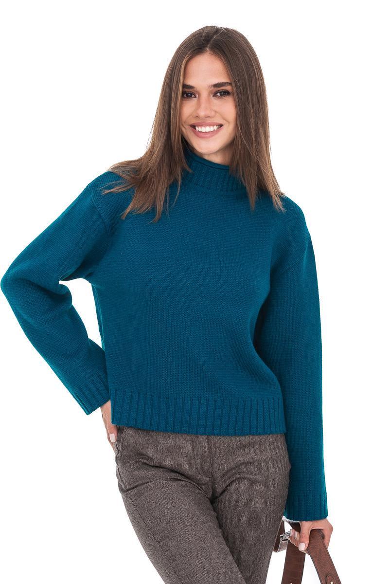 Свитер женский SVTR с воротником-стойкой р. 42-44 Морская волна (511) - фото 7