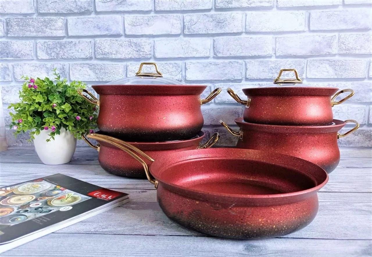 Набор посуды OMS Collection 3045 9 предметов Red - фото 7