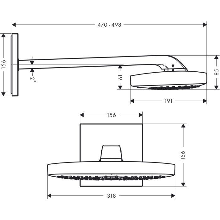 Душ верхній із кронштейном Hansgrohe Raindance 26468000 318 мм Хром (75553) - фото 2