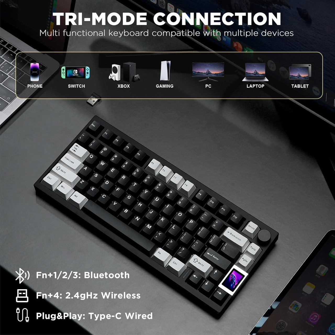 Клавіатура бездротова YUNZII AL80 QMK/VIA Aluminum Cocoa Cream V2 Switch Black (2000209) - фото 7 Клавіатура бездротова YUNZII AL80 QMK/VIA Aluminum Cocoa Cream V2 Switch Black (2000209) - фото 7