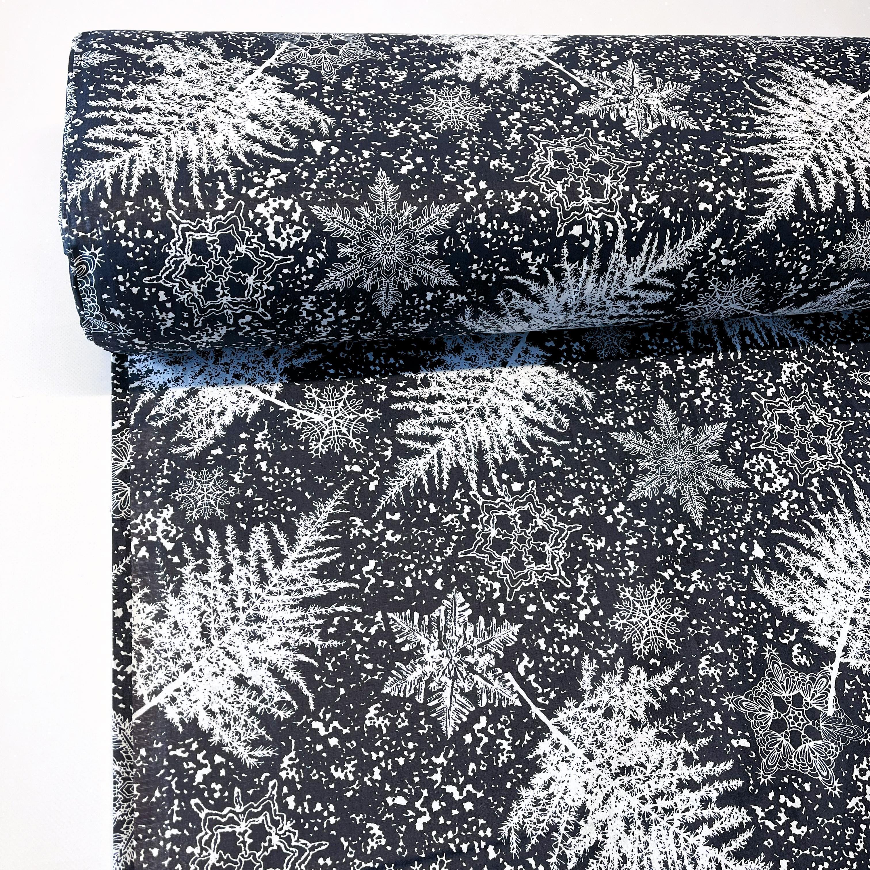 Ткань для постельного белья ранфорс снежинки 240 см Черный (М01090/3)