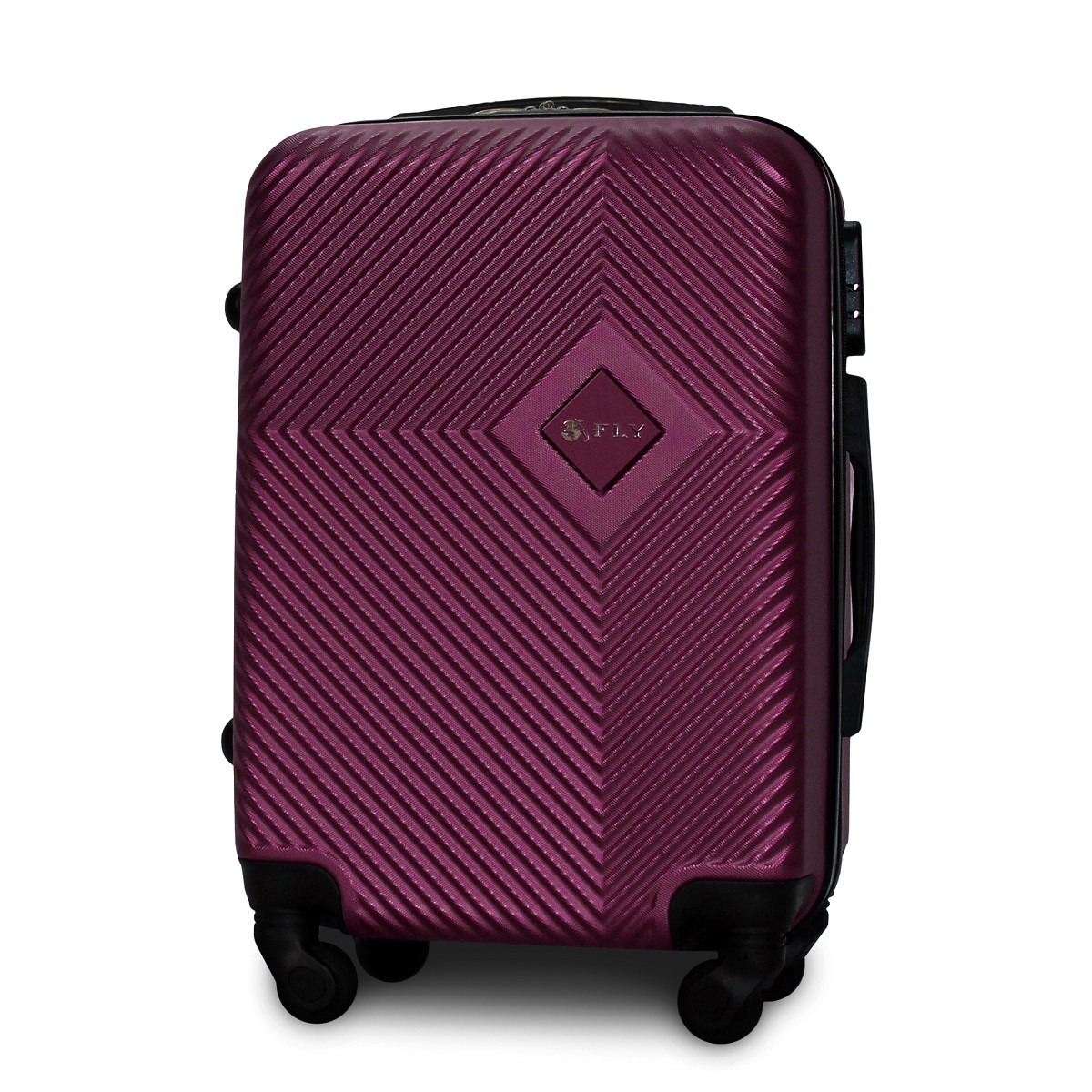 Валіза ручна поклажа Fly 2130 мала на 4 колесах 54х41х22 см Темно-фіолетовий