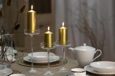 Свечи Bispol Flora 4х8 см 4 шт. Золотистый (SW40/80-4-213)