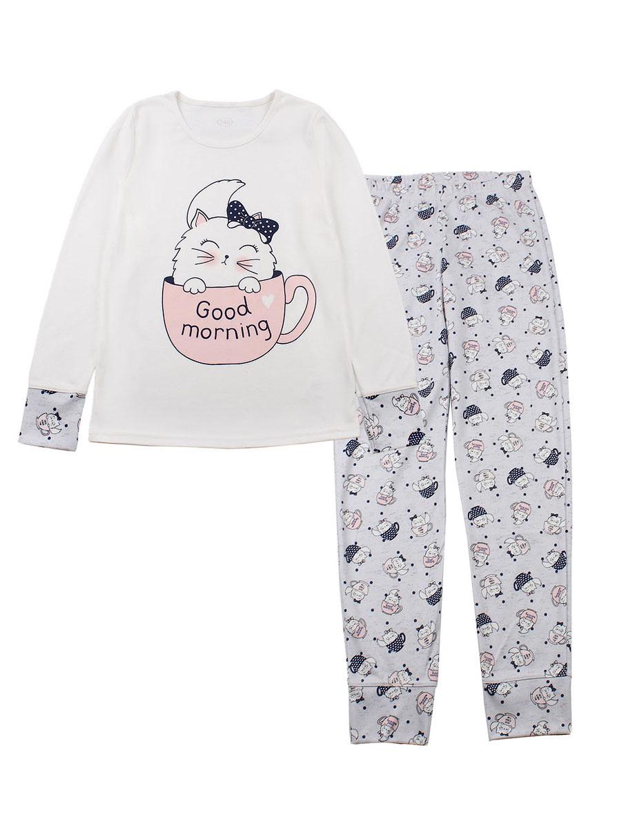 Пижама для девочки-подростка Фламинго "Good Morning" 240-222 158 см Молочный (96041)
