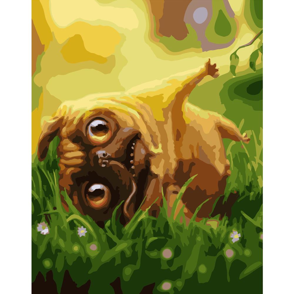 Картина по номерам Strateg Премиум Мопс отдыхает 40х50 см (GS354)