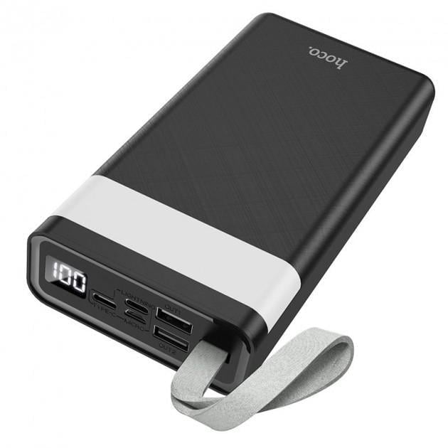 Повербанк с фонариком Hoco LED Display Powerful J73 30000 mAh 2USB/Type-C/Lightning 2A Black