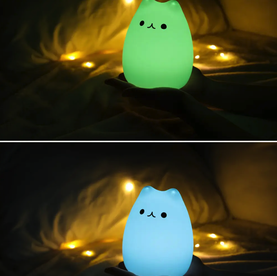 Ночник силиконовый детский Котик 7 режимов - фото 6